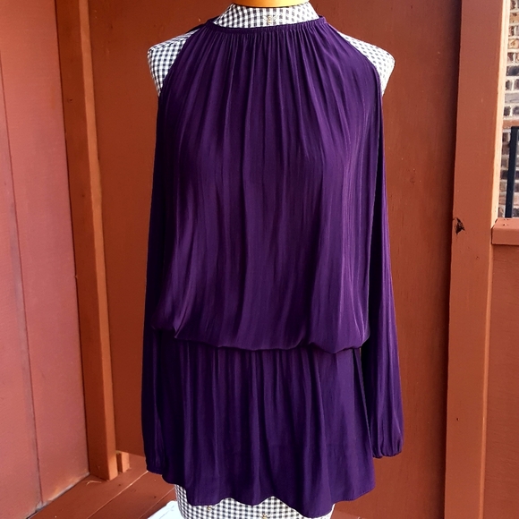 Ramy Brook Lauren Cold-Shoulder Crepe Silk Dress C - Picture 4 of 6